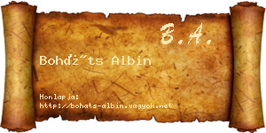 Boháts Albin névjegykártya